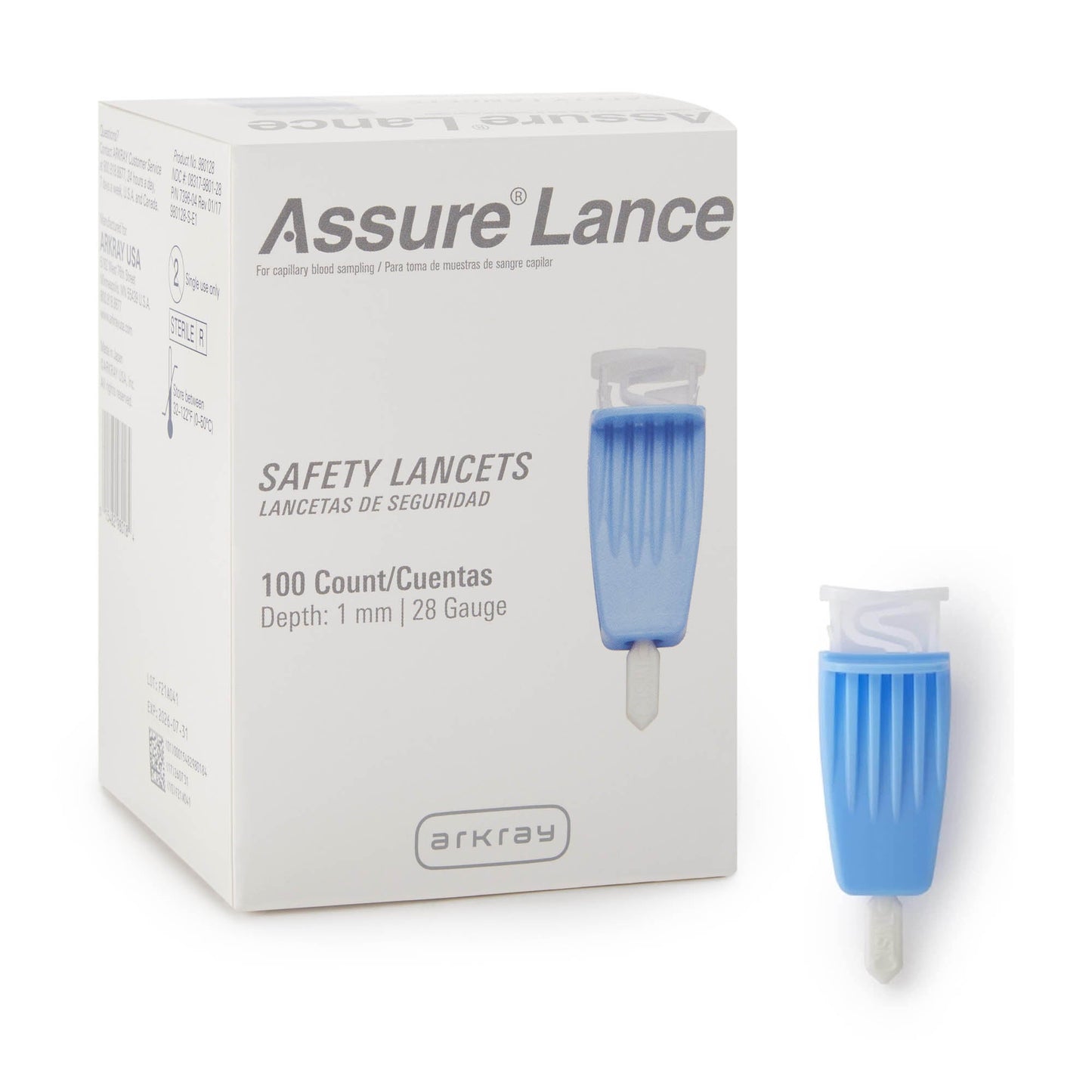 Assure® Safety Lancet, 1.0 mm Depth, Light Blue