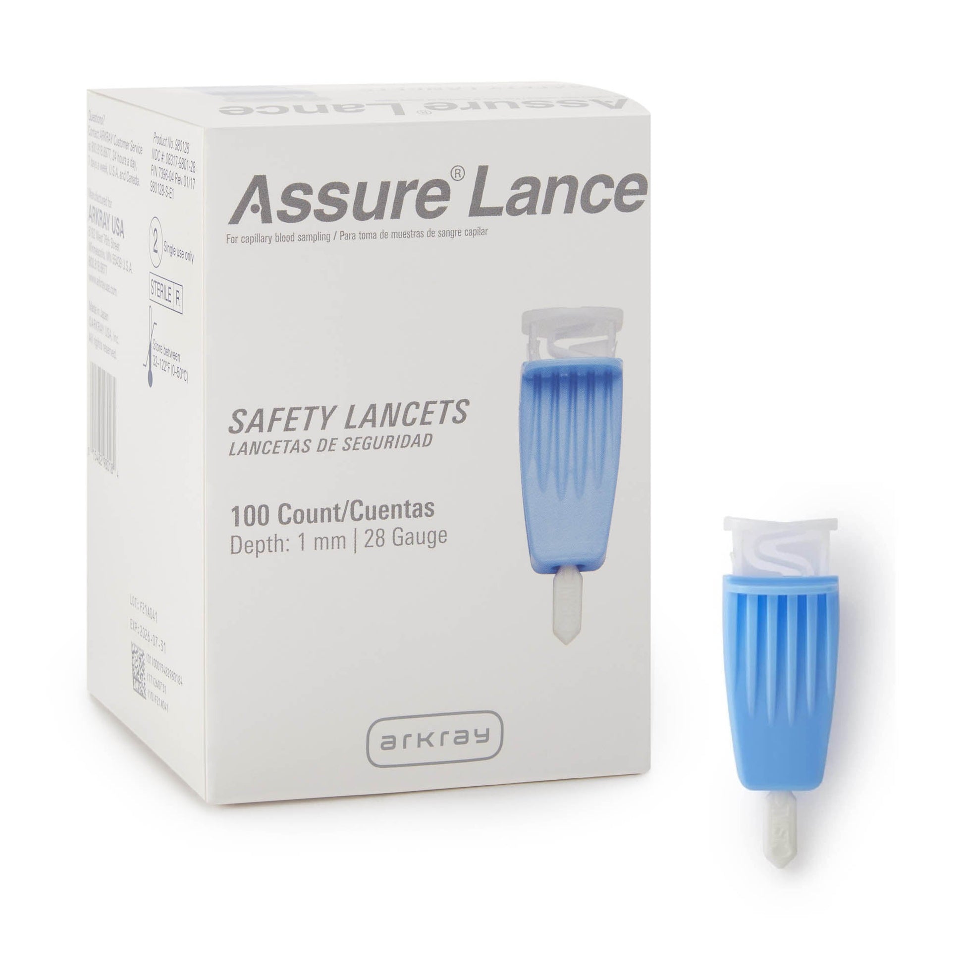 Assure® Safety Lancet, 1.0 mm Depth, Light Blue