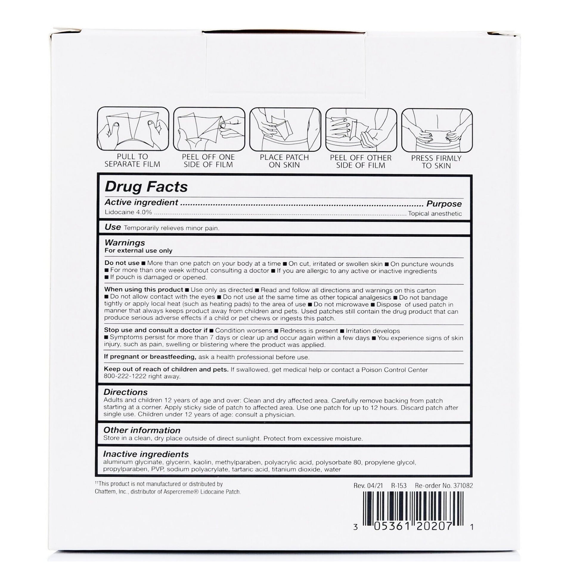 Rugby® 4% Lidocaine Pain Relief Patch