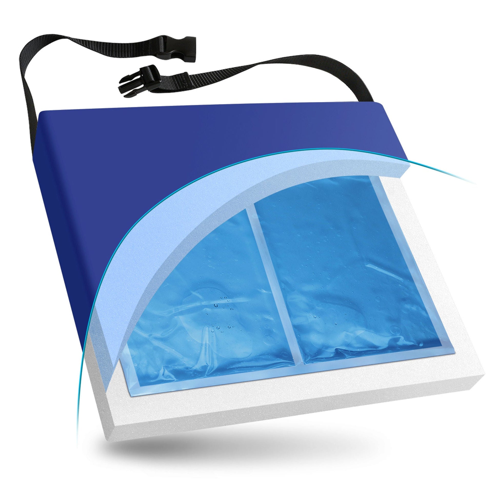 NYOrtho Seat Cushion, 18 in. W x 16 in. D x 2 in. H, Gel / Foam, Blue