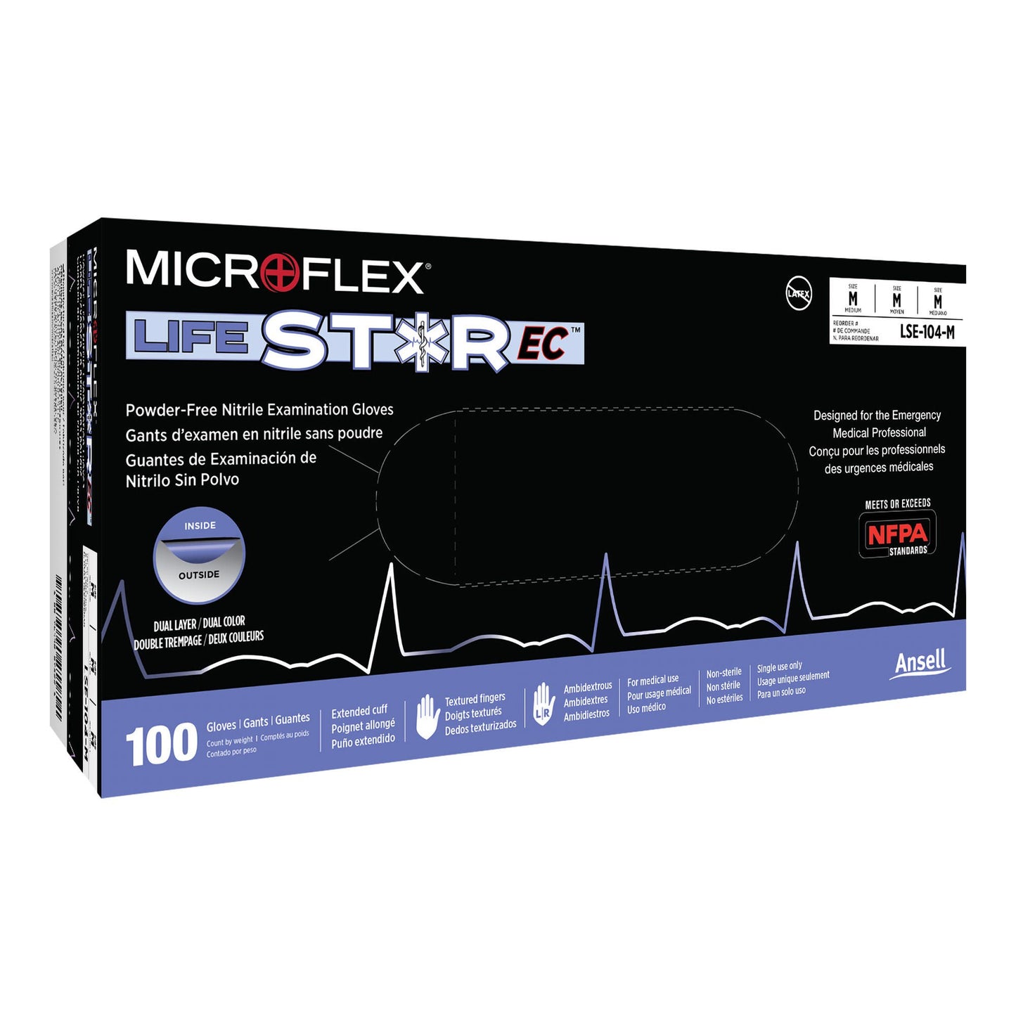 LifeStar™ EC Nitrile Exam Gloves, White / Blue - view 7