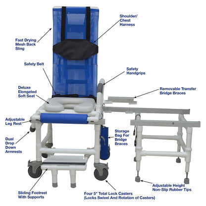 100 Series Bath Bench Drop Arms Plastic Frame With Backrest 23 Inch Seat Width 300 lbs. Weight Capacity