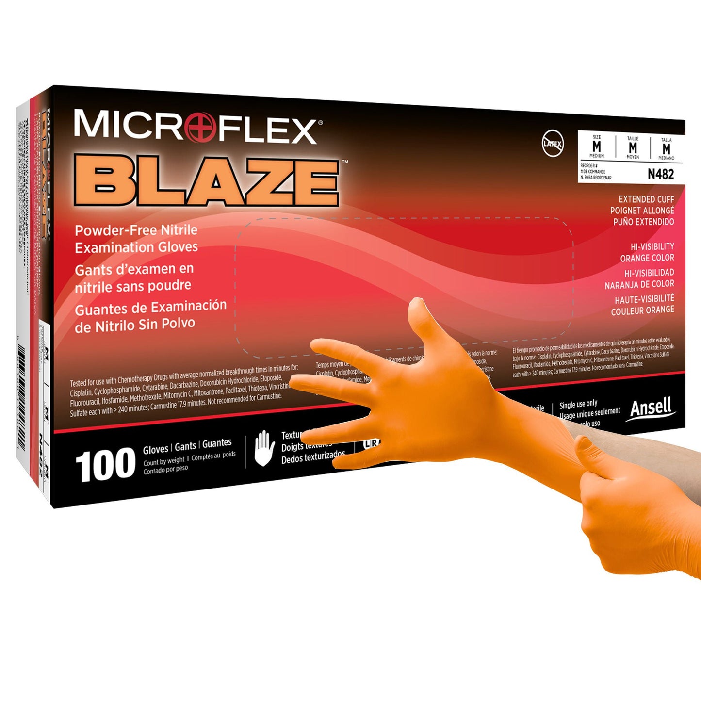 MICROFLEX® Blaze® Nitrile Exam Gloves, Orange - view 3