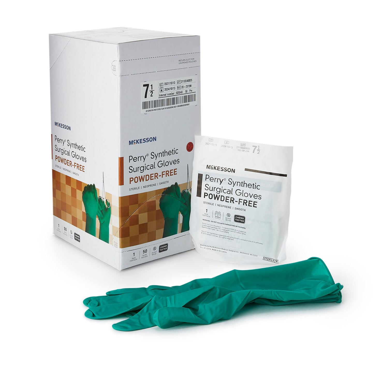 Sterile McKesson Perry® Performance Plus Polychloroprene Surgical Gloves, Dark Green