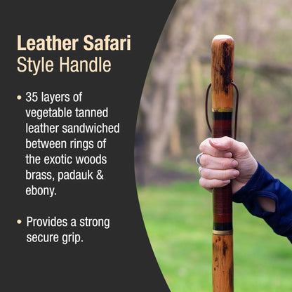 Brazos™ Exotic Leather Safari Hickory Rustic Walking Stick, 55-Inch