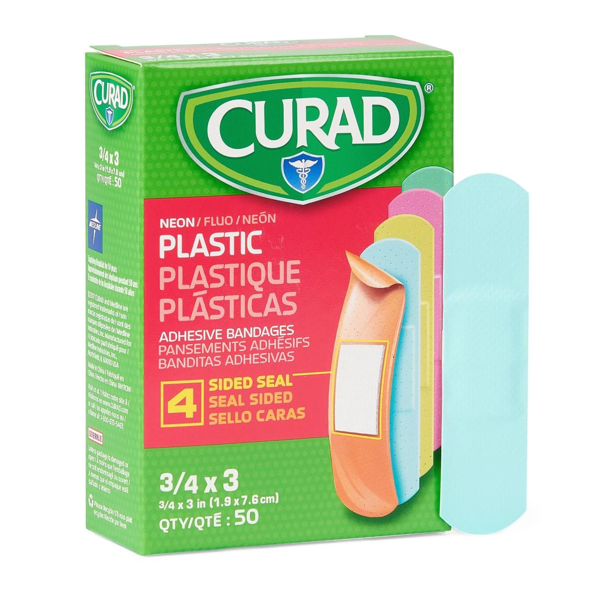 Curad Adhesive Strip Plastic Neon