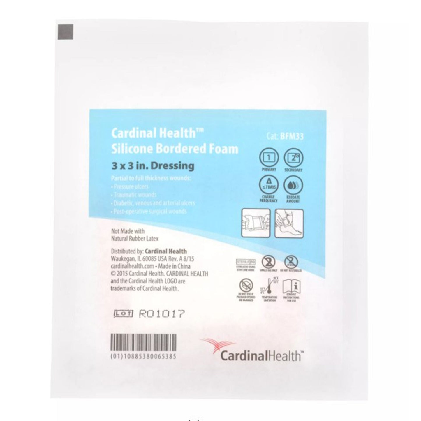 Kendall 5-Layer Foam Dressing With Border Film Backing Silicone Adhesive Square