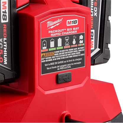 Milwaukee M18 Six Bay Rapid Charger w/ PACKOUT Compatibility 48-59-1809 | M18 Battery
