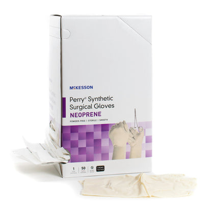 Sterile McKesson Perry® Synthetic Surgical Gloves Polychloroprene Surgical Gloves, Cream