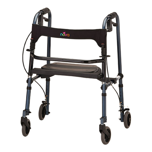 Cruiser De-Light 4 Wheel Rollator Blue Adjustable Height / Folding Aluminum Frame