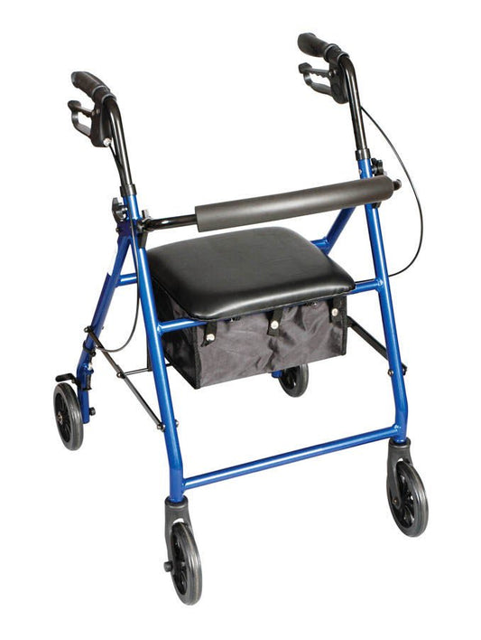 Carex® Classics Four-Wheel Rollator, 30 – 36 Inch, Metallic Blue