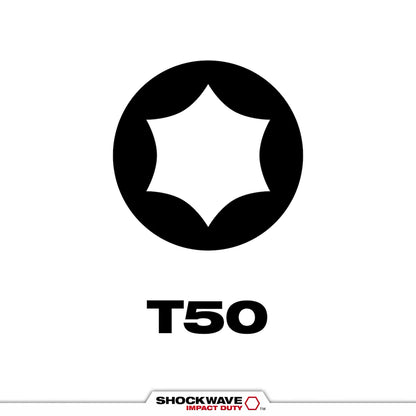 Milwaukee SHOCKWAVE Impact Duty 2" T50 Impact Bits 2Pk 48-32-6002 | T50 Drive