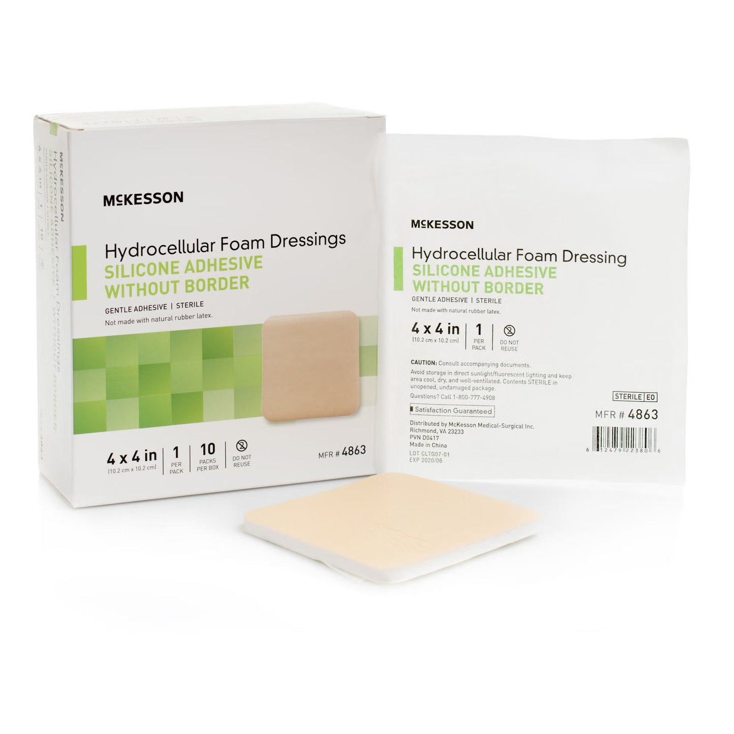 McKesson Silicone Gel Adhesive without Border Silicone Foam Dressing
