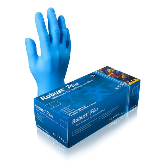 Gloves, Robust™ Plus, Nitrile, 4.5 mil, 12" Cuff, Blue, 100/box