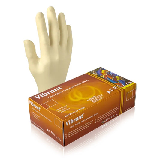 Gloves, Vibrant™, Latex, 4.5 mil, Natural, 100/box