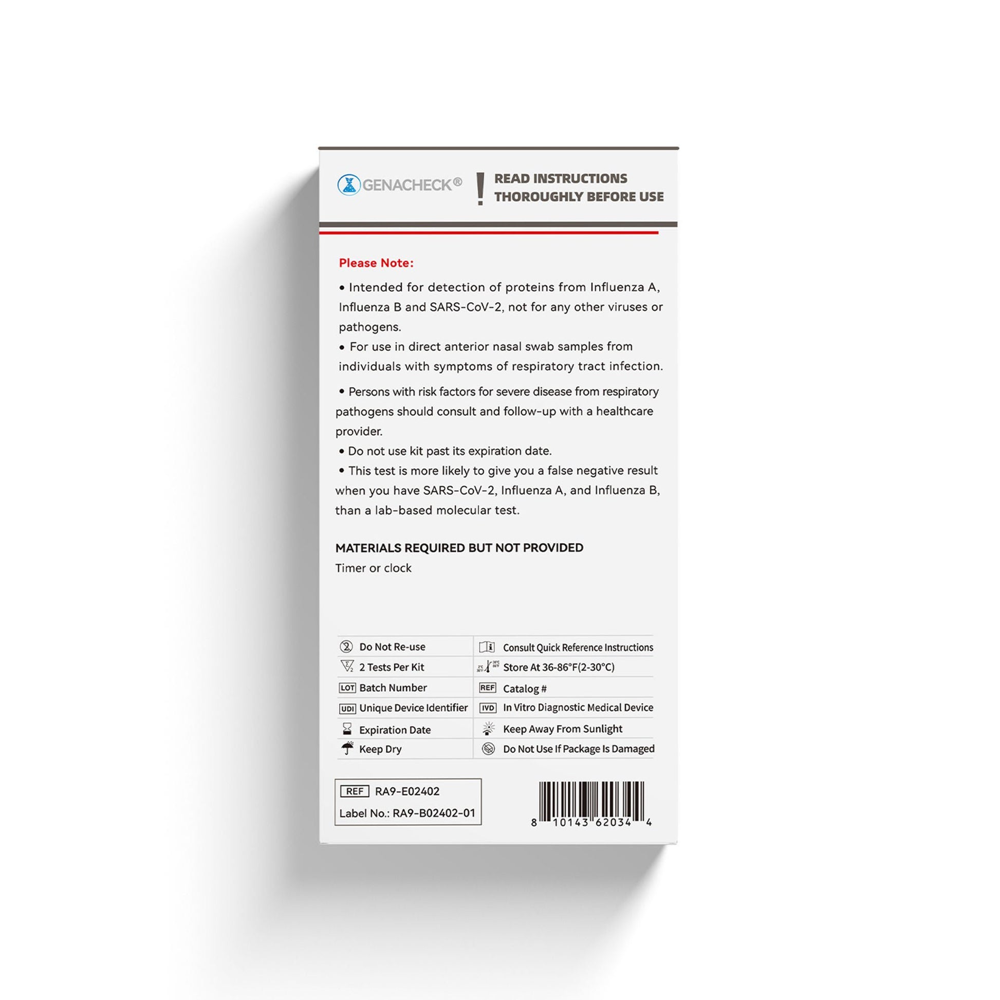GenaCheck COVID-19/Flu A & B Rapid Self-Test