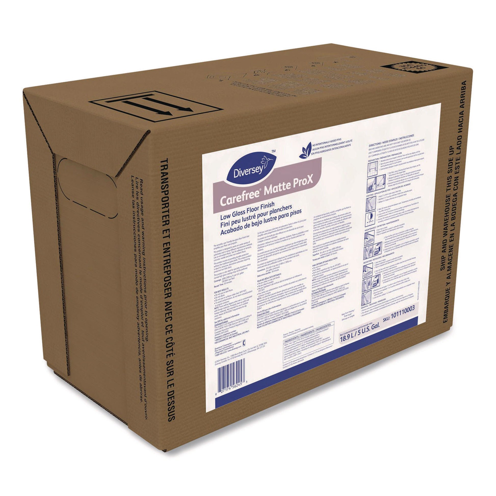 Diversey Carefree Matte P Floor Finish Liquid Bag In Box Ammonia Scent
