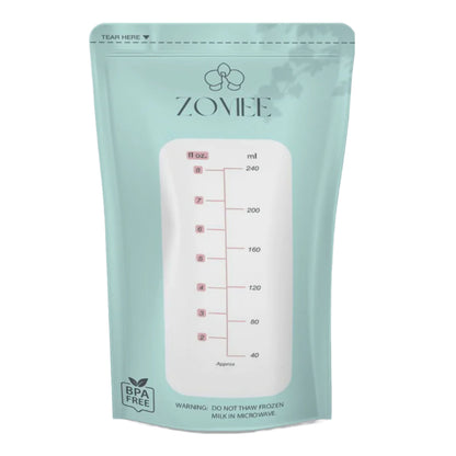 Zomee Breast Milk Storage Bag Food Grade Plastic Clear / Green