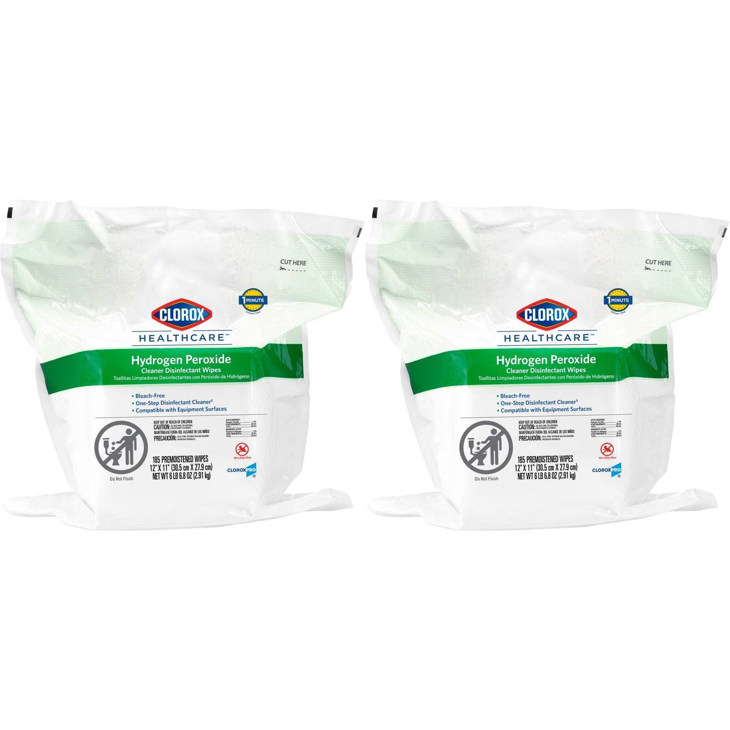 Clorox Healthcare® Hydrogen Peroxide Cleaner Disinfectant Wipes, Refill Pouch