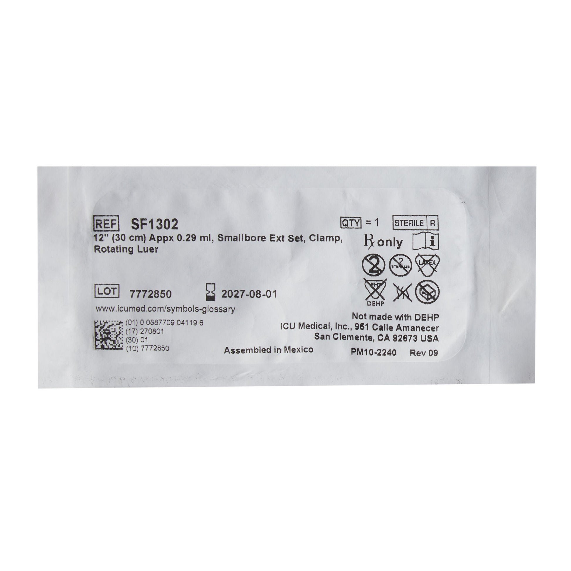 ICU IV Extension Set Small Bore 12 Inch Tubing