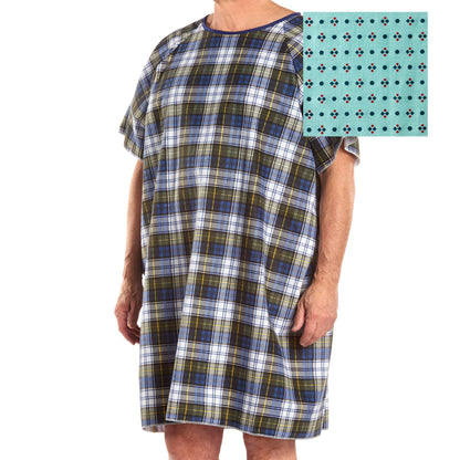 TieBack Patient Exam Gown One Size Fits Most Geometric Print Reusable