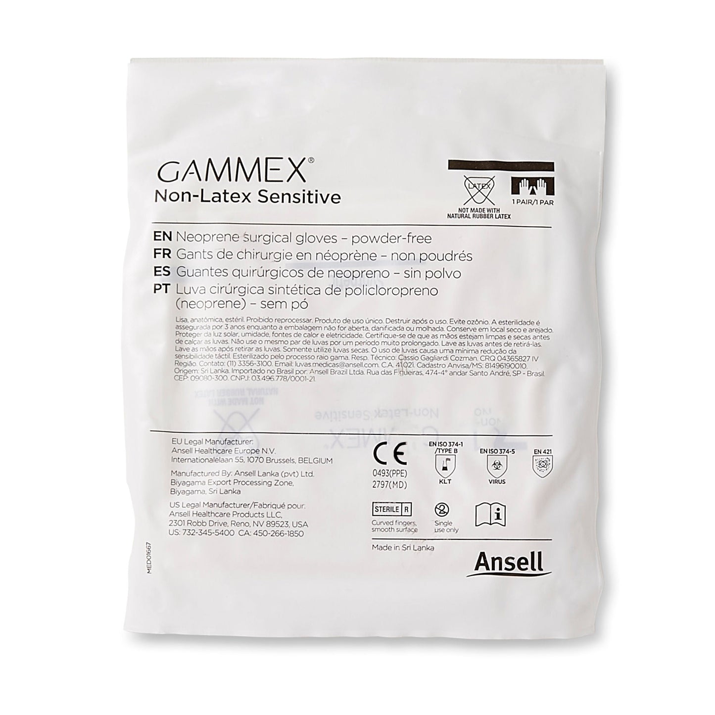 Gammex® Non-Latex Sensitive Polychloroprene Surgical Glove, Cream