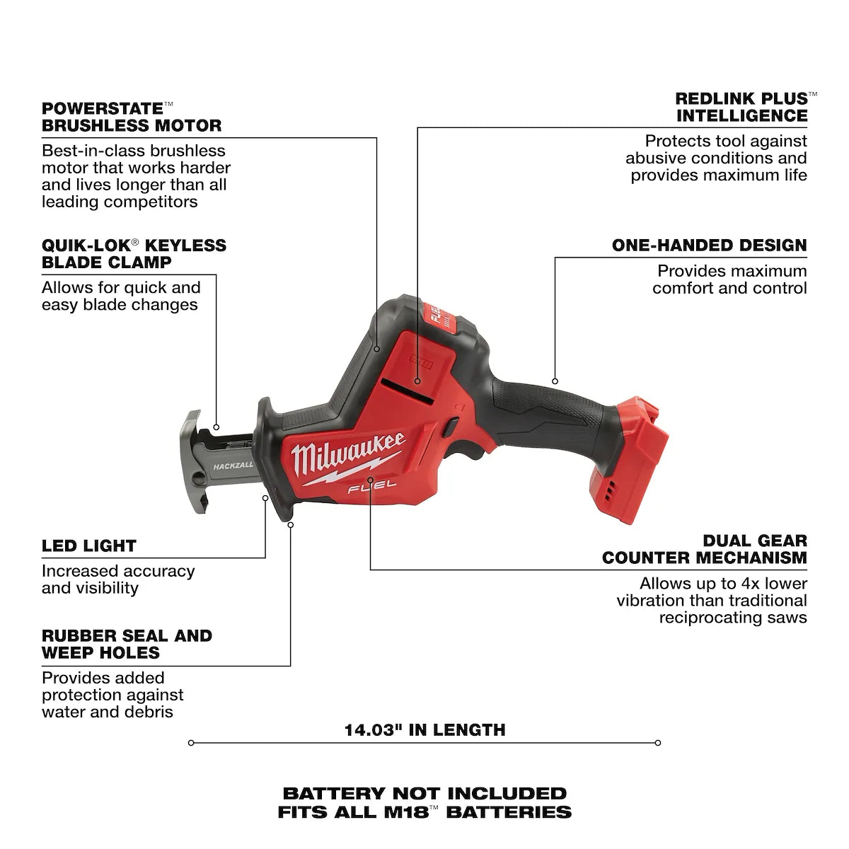 Milwaukee M18 FUEL Hackzall 2719-20 | M18 Battery
