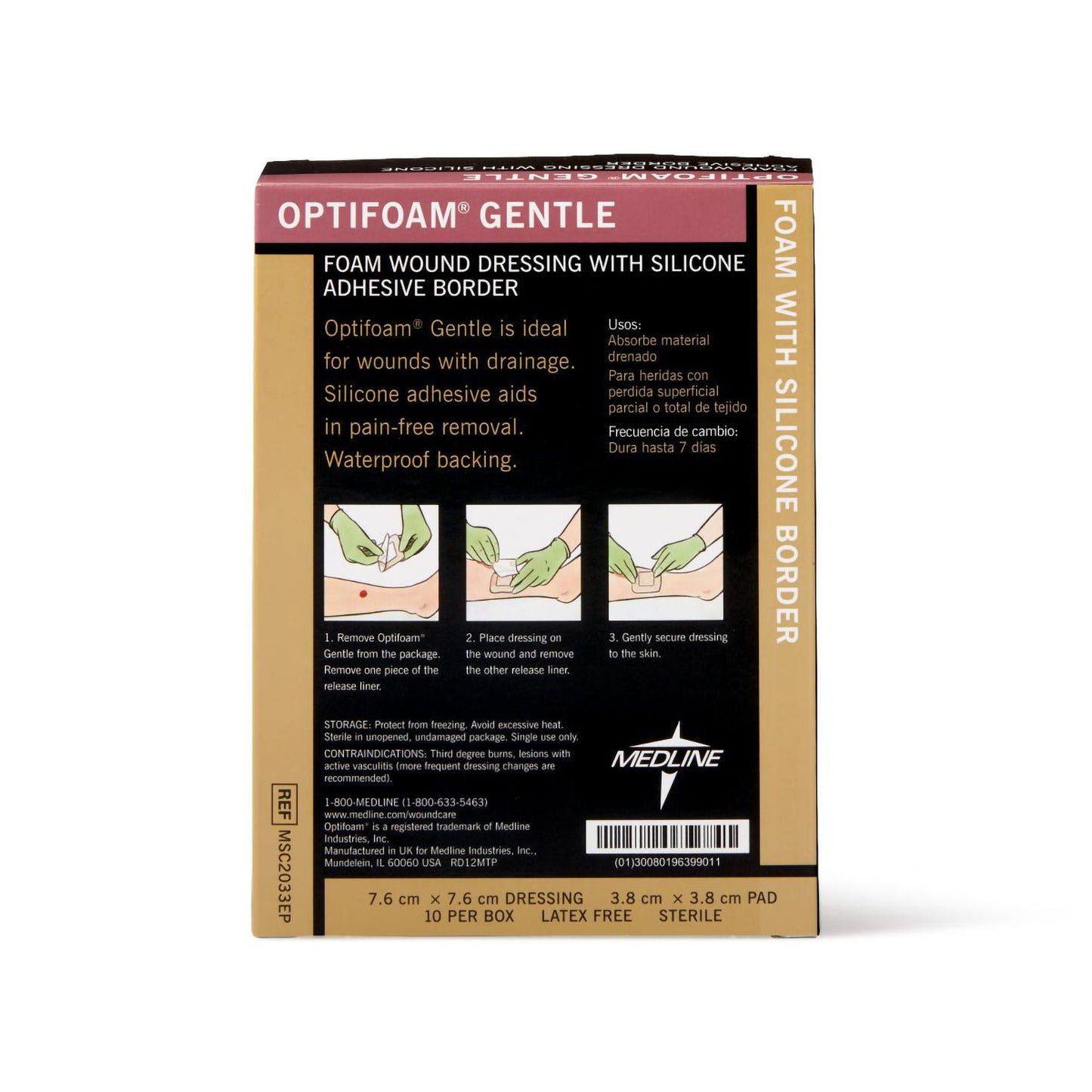 Optifoam Gentle Foam Dressing With Border Waterproof Backing Silicone Border Square