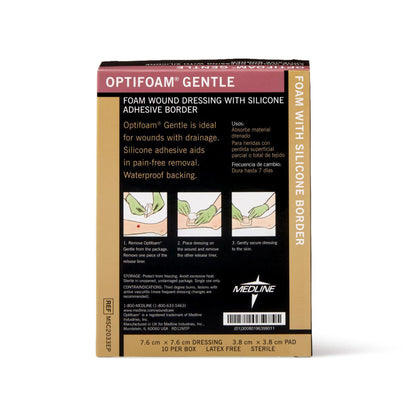 Optifoam Gentle Foam Dressing With Border Waterproof Backing Silicone Border Square