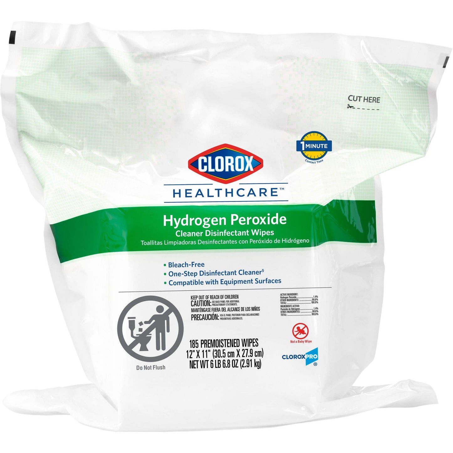 Clorox Healthcare® Hydrogen Peroxide Cleaner Disinfectant Wipes, Refill Pouch