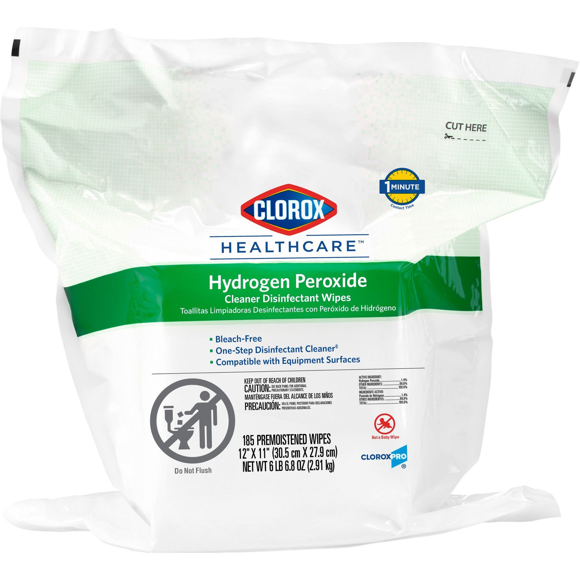 Clorox Healthcare® Hydrogen Peroxide Cleaner Disinfectant Wipes, Refill Pouch