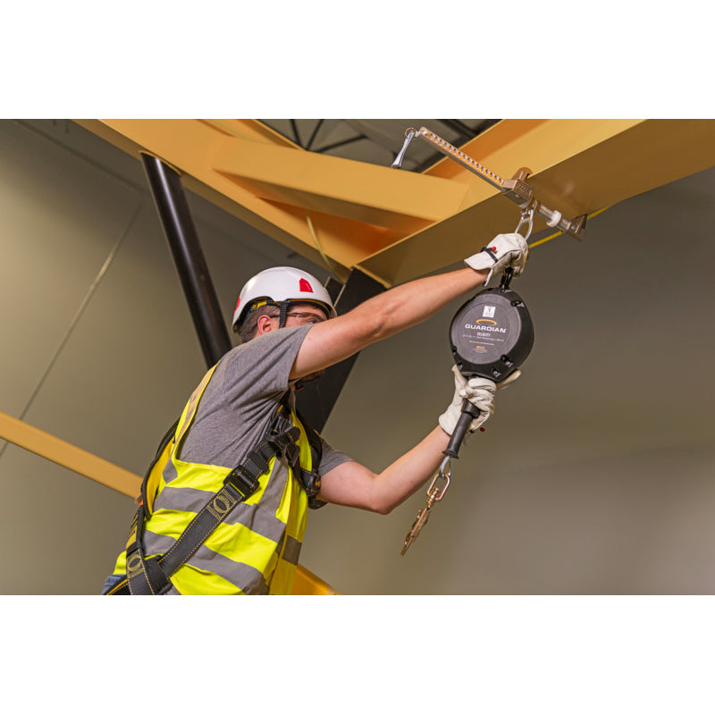 Guardian Fall Protection Velocity Class 1 Cable SRL 42000 – hooking up, wide shot