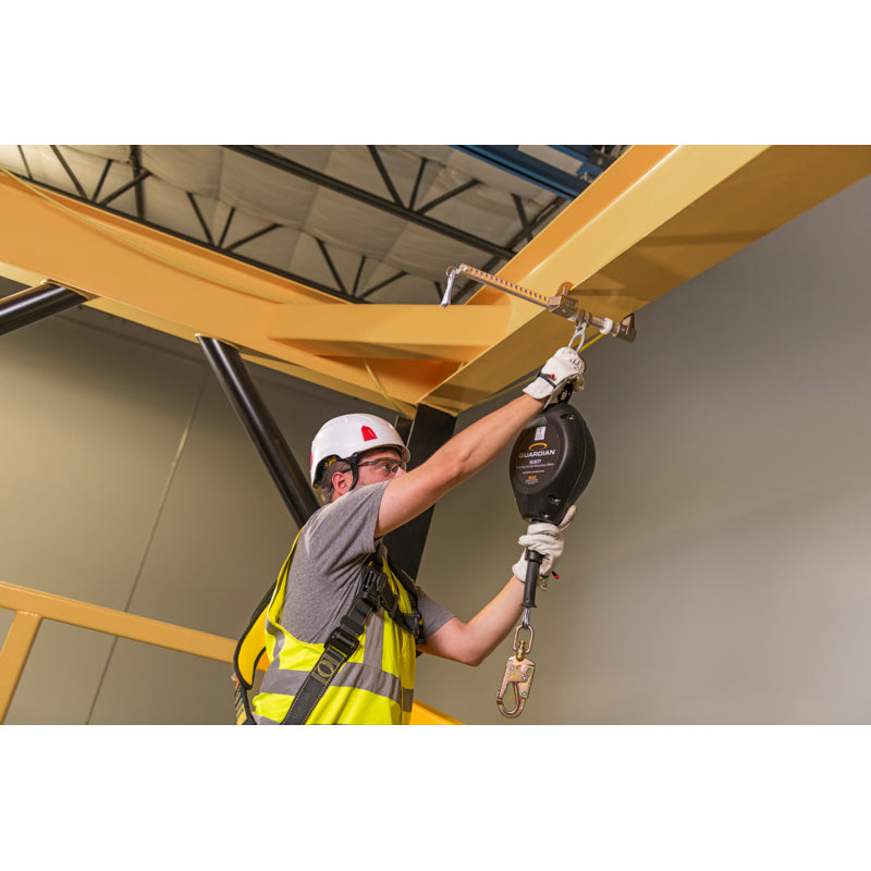 Guardian Fall Protection Velocity Class 1 Cable SRL 42003 – hooking up, wide shot