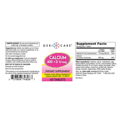 Geri-Care® Calcium 600 + D Dietary Supplement