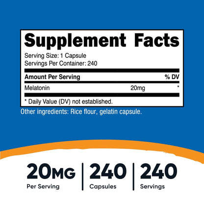 nutricost® 20-mg Melatonin Capsules for Sleep Support