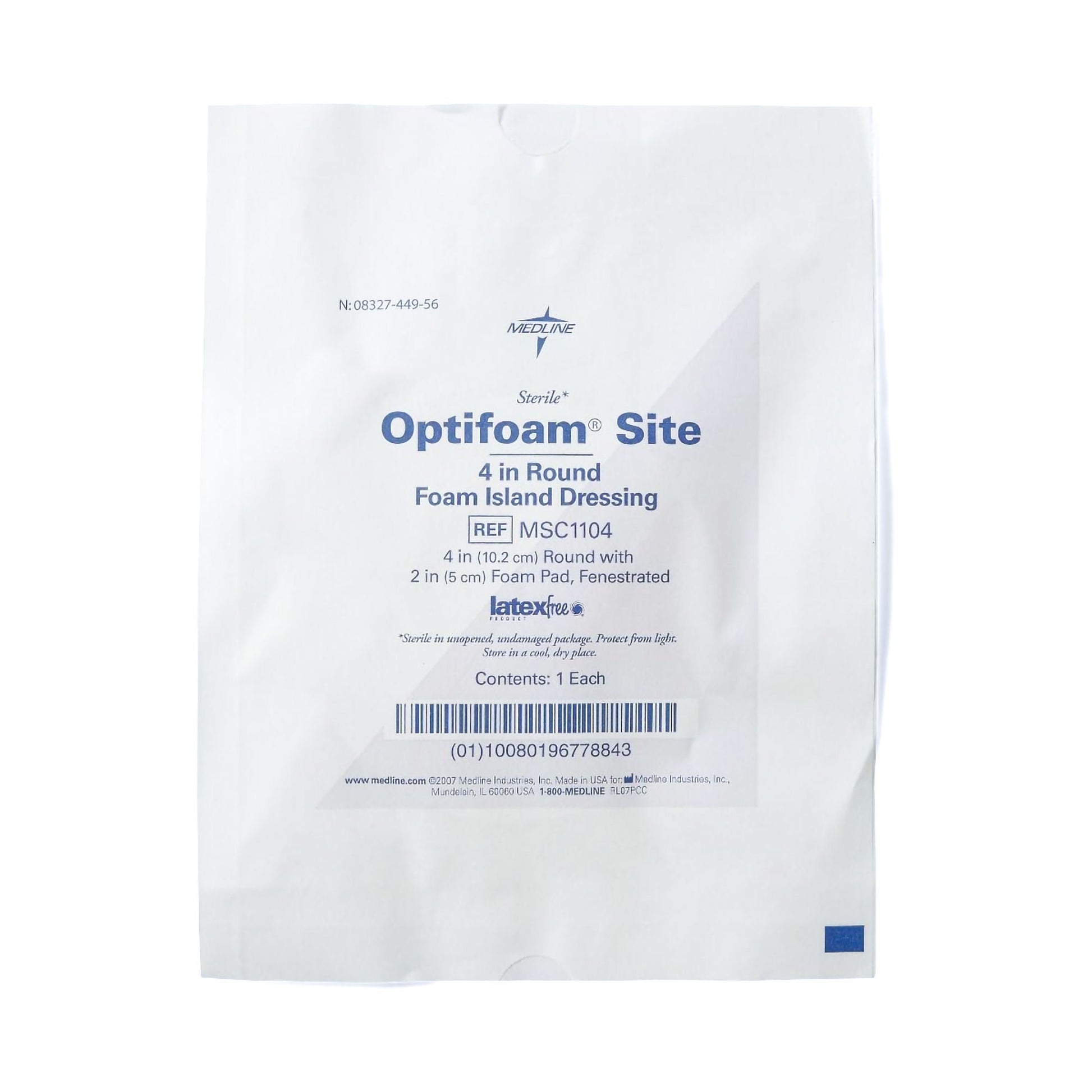 Optifoam® Adhesive with Border Foam Dressing, 4-Inch Diameter Fenestrated Round