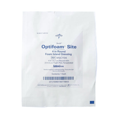 Optifoam® Adhesive with Border Foam Dressing, 4-Inch Diameter Fenestrated Round