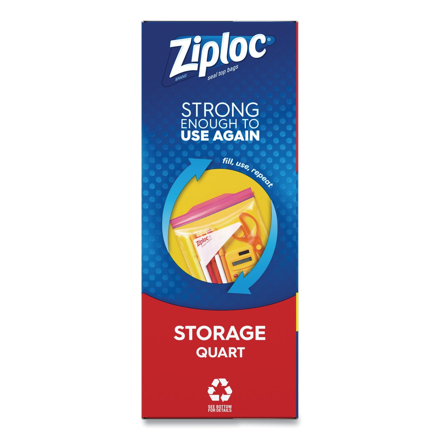 Ziploc Reclosable Bag -7/16 Inch Plastic Clear / White Block Zipper Closure