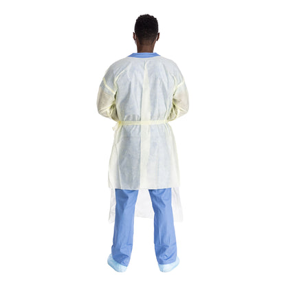 Halyard Basics Protective Procedure Gown Large Yellow NonSterile AAMI Level 2 Disposable