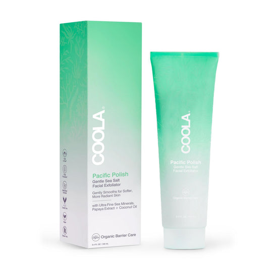 Coola Pacific Polish Gentle Sea Salt Exfoliator Facial Cleanser Cream Tube Scented