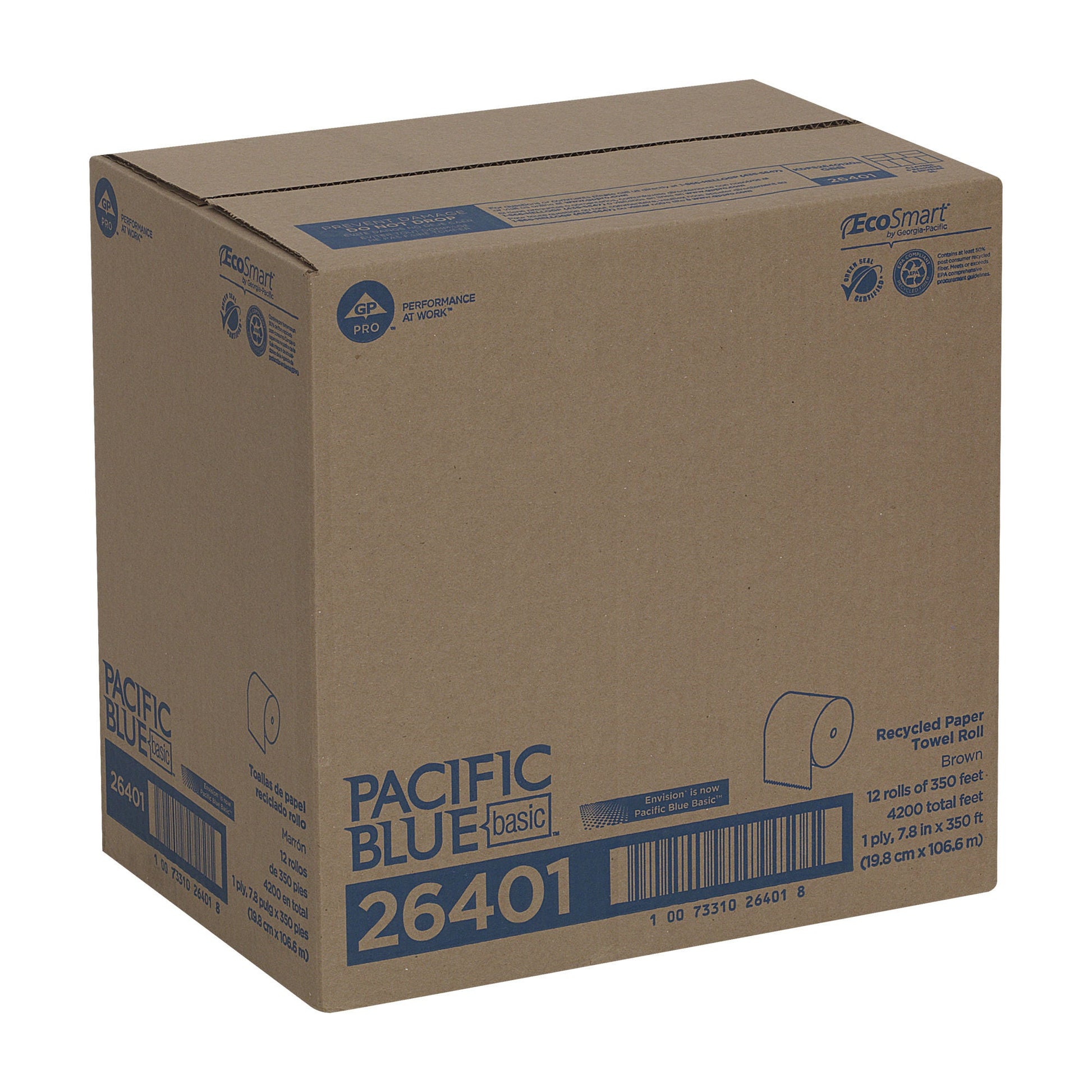 Pacific Blue Basic™ Brown Paper Towel, 7-7/ , 12 Rolls
