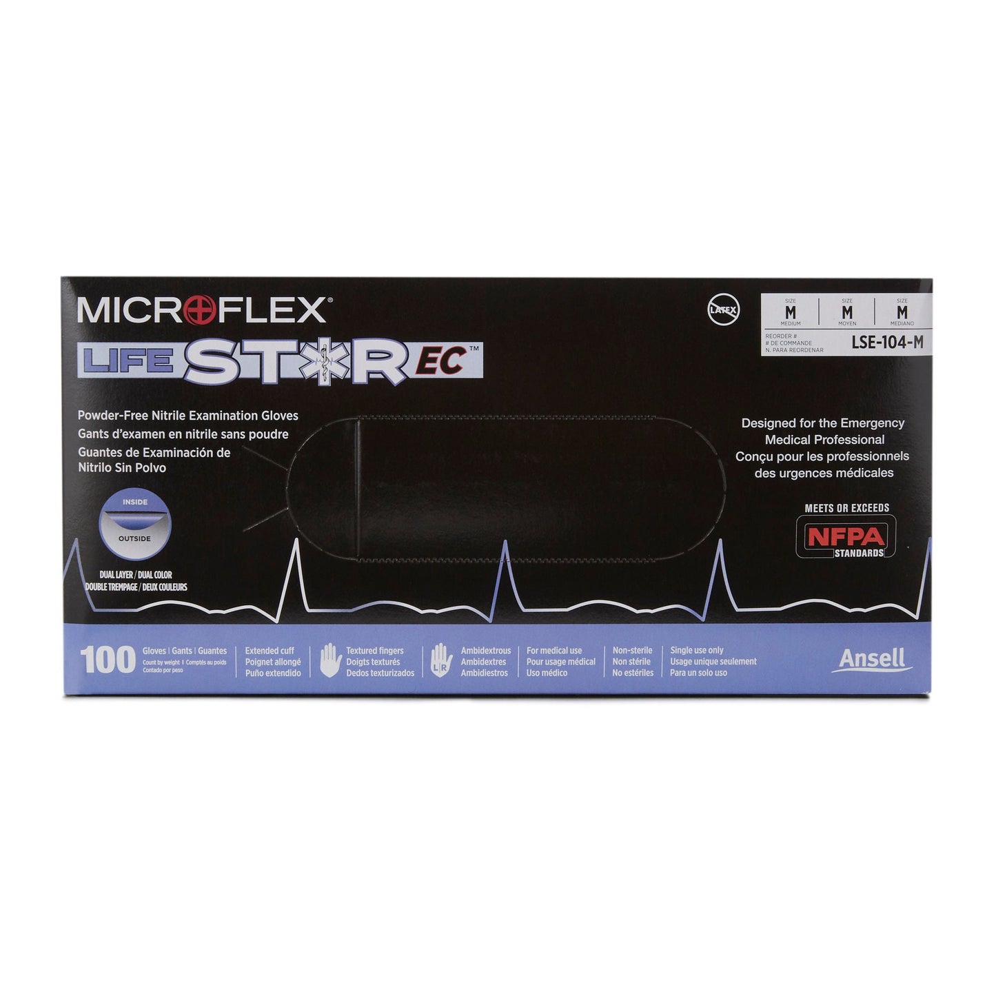 LifeStar™ EC Nitrile Exam Gloves, White / Blue - view 6
