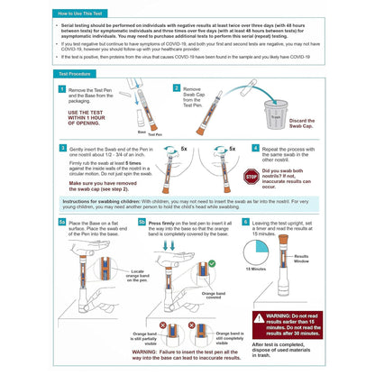 FaStep Respiratory Test Kit COVID-19 Antigen Pen Test 1 Test per Kit (144 Kits )