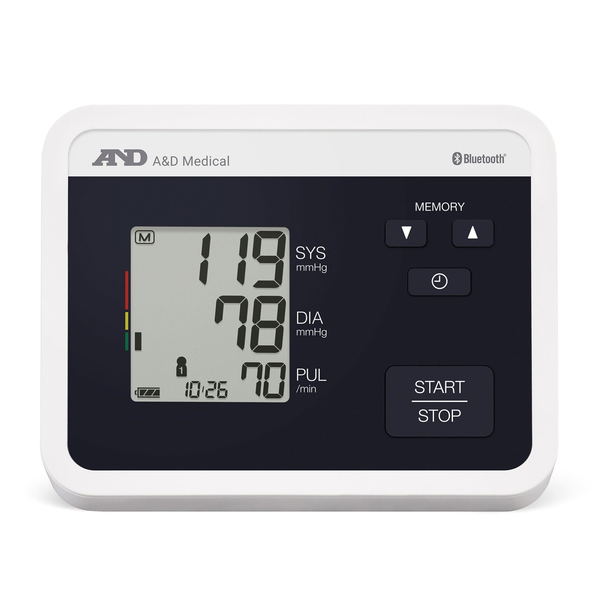 AND Home Automatic Digital Blood Pressure Monitor Wide Cuff Arm Nylon Cuff 22 to 42 cm Desk Model