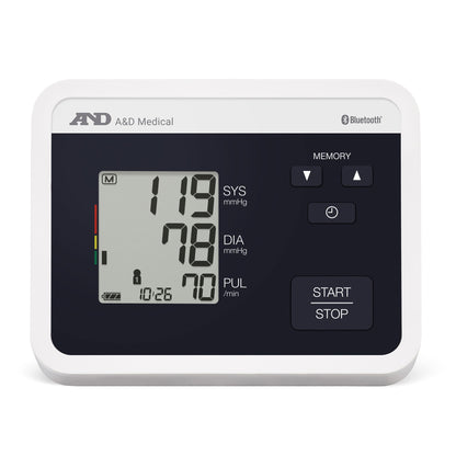 AND Home Automatic Digital Blood Pressure Monitor Wide Cuff Arm Nylon Cuff 22 to 42 cm Desk Model
