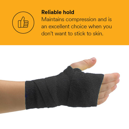 3M Coban LF Cohesive Bandage Self-adherent Closure Black NonSterile Low Compression