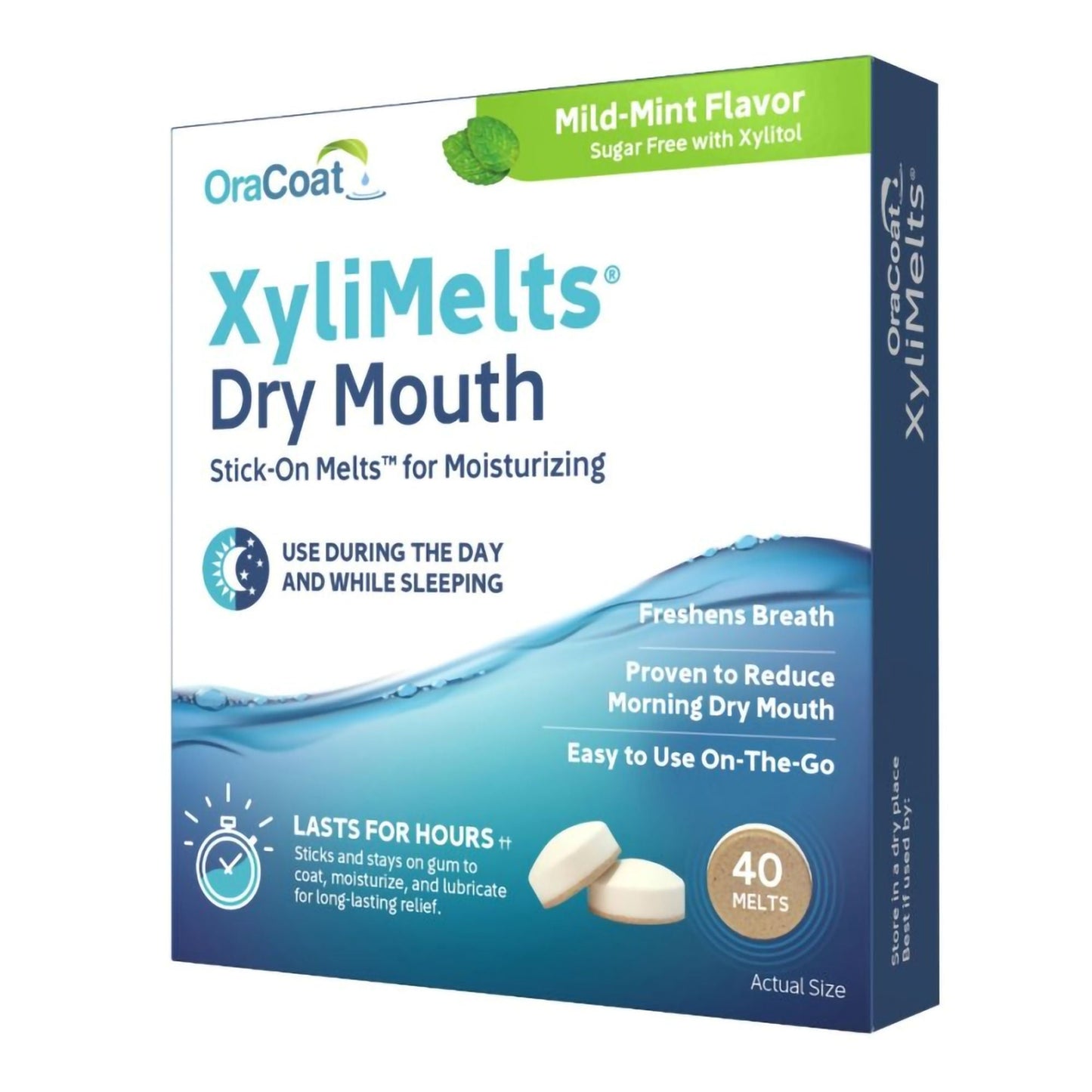 OraCoat XyliMelts Stick-On Melts for Moisturizing, Mild Mint