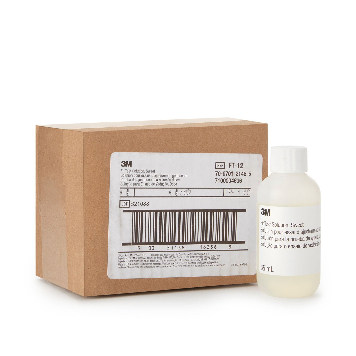 3M Sweet Fit Test Solution, Saccharin Solution, Clear Bottle