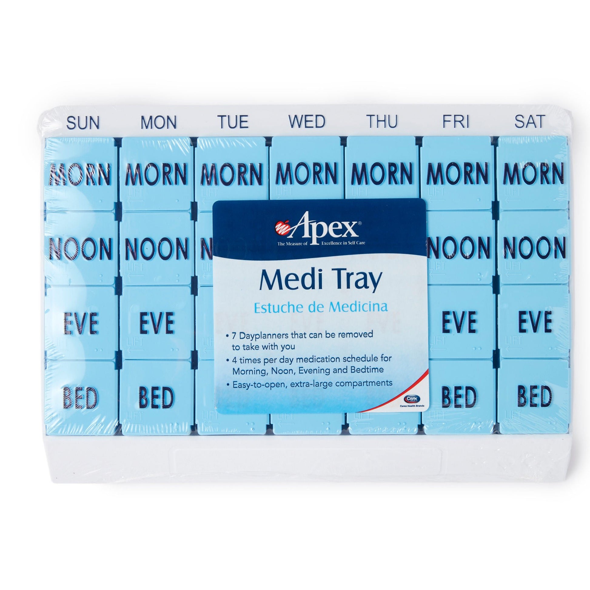 Apex Medi Tray Pill Organizer, Days of the Week / Morn, Noon, Eve, Bed