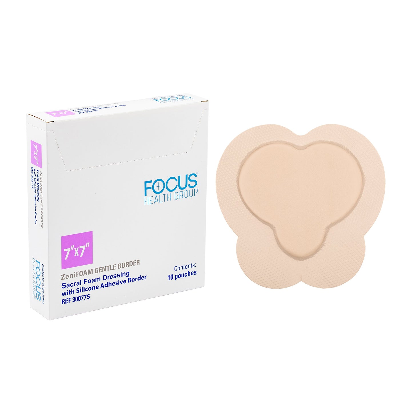 Zenifoam Gentle Border Foam Dressing With Border Waterproof Backing Silicone Face and Border Sacral